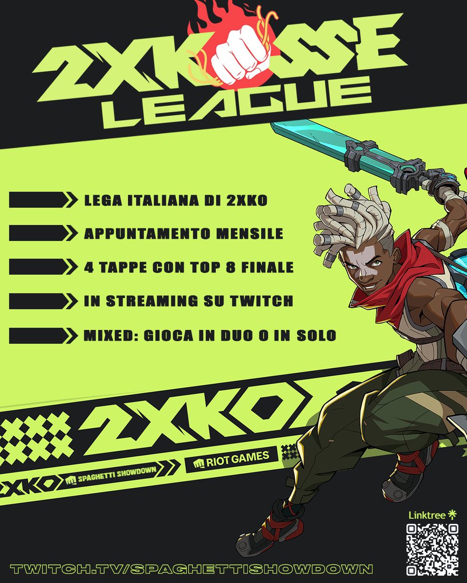 TRA UN PAIO DI GIORNI SI PARTE CON LA 2XKOSSE LEAGUE! 🔥
Giocatori italiani di #2XKO: sapete cosa fare vero? 👀
Che siate in solitaria o in Duo: ISCRIVETEVI QUI
spaghettishowdown.it/tournament/ea5…