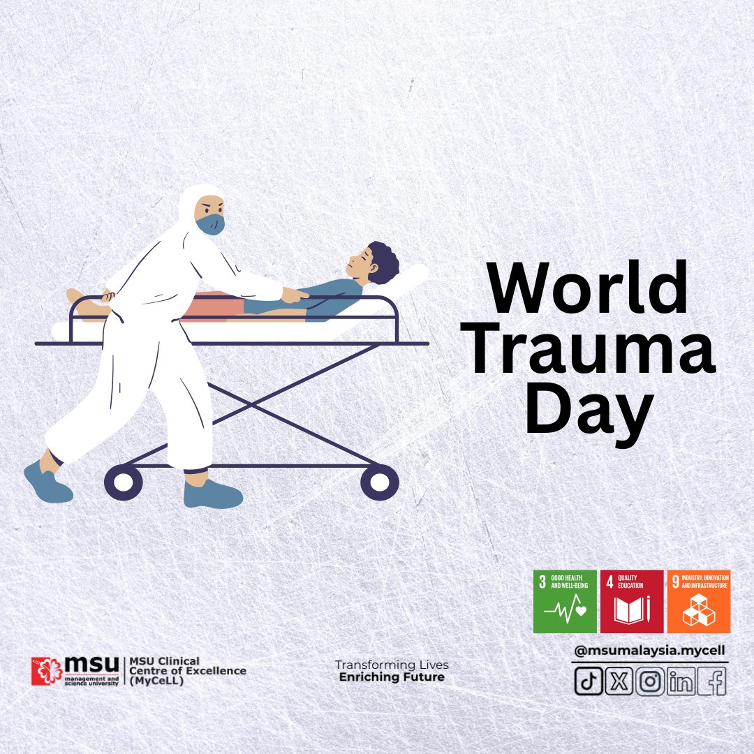 MSUMyCeLL's tweet photo. 🩺 World Trauma Day 2025

Every second counts when trauma strikes. 🚑 Through clinical research, we advance trauma care, improving emergency response, treatment outcomes, and recovery for those affected by injuries.

🔬 From evidence to action, research saves lives. https://t.co/YmPs8httId