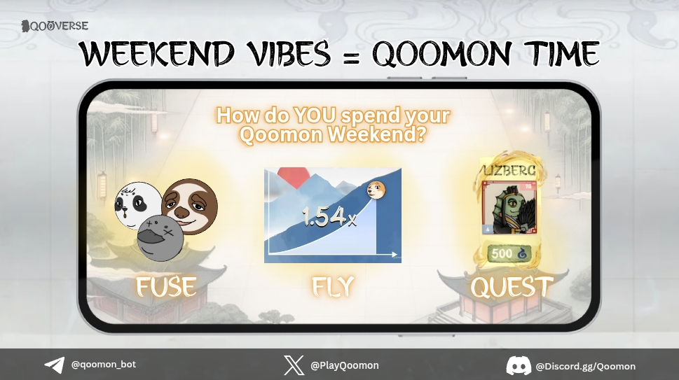 🕹️ Weekend vibes = Qoomon time.

No pressure. No grind. Just vibes, missions, and multipliers.

How do YOU spend your Qoomon Weekend?

#Qoomon #GamingCommunity #PlayToEarn #Web3Gaming
