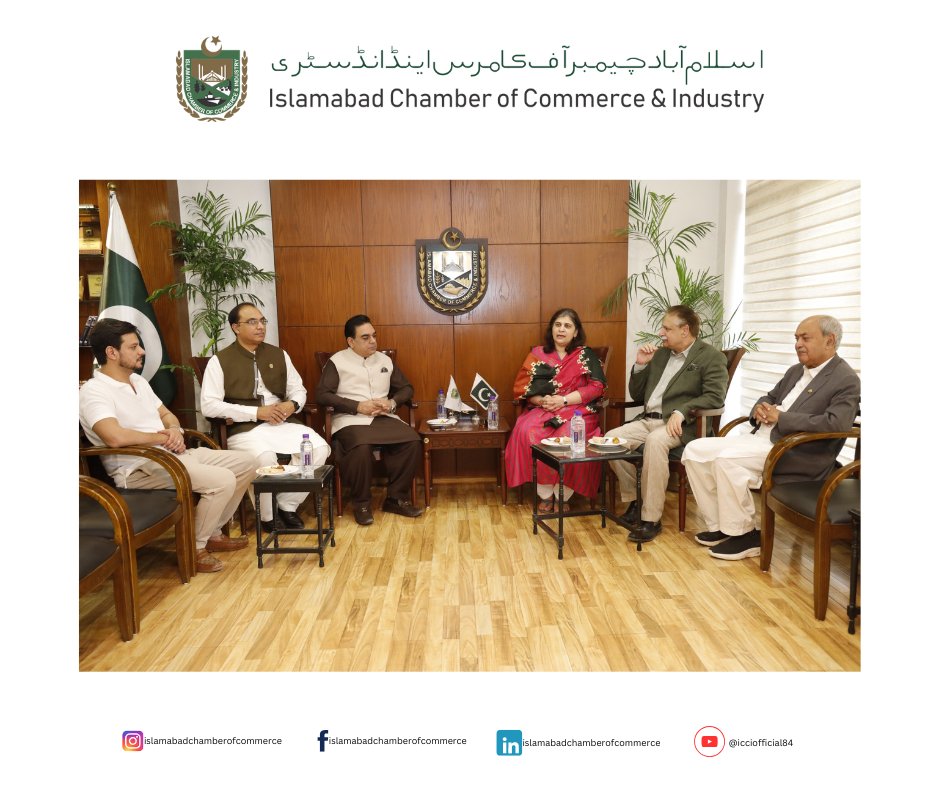 IslamabadCCI's tweet image. Gulmina Bilal Ahmad, Chairperson NAVTTC, visited ICCI &amp;amp; held a meeting with ICCI President Sardar Tahir Mehmood.
#NAVTTC #skillsdevelopment #youthempowerment #collaboration #PakistanSkills #workforcedevelopment
@Sardartahir78 @fpcci