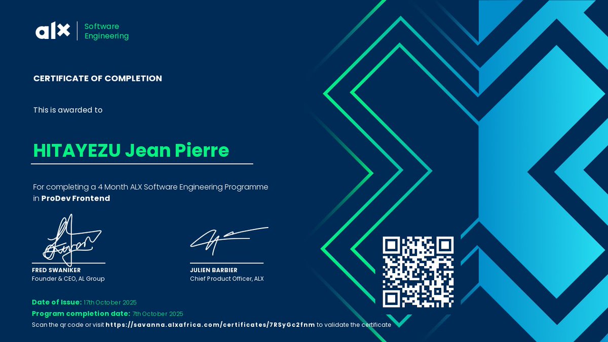 pierre_hitayezu's tweet image. #ALX_FE #FrontEndDeveloper  #React #WebDevelopment  
Today marks a big milestone .After months of learning, building, and  I’m officially ready to join a team and build beautiful, functional products.
 Tech: React | TypeScript | Tailwind | Git
🔗 jeanpierre-portfolio.netlify.app