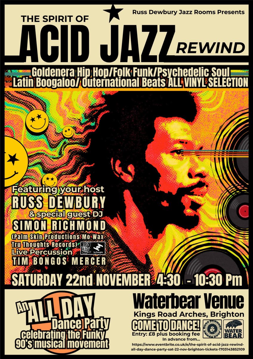 RussDewbury's tweet photo. All systems go for my next Brighton Party! Back at the FAB Waterbear venue on Sat 22nd Nov for an all day music session not to be missed! Advance tix here https://t.co/TckCiNzLrp https://t.co/X6nYYSQ1Ze