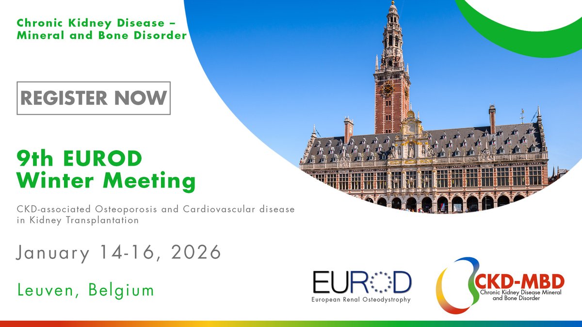 ERAkidney's tweet image. 📢 Don’t forget to register and submit your abstract for the 9th EUROD Winter Meeting!
🎯 Early bird rates end: November 30, 2025
📅 Abstract submission deadline: November 14, 2025
🏆 Best Young Investigator abstracts can win an ERA travel scholarship!
Discover more 👉…