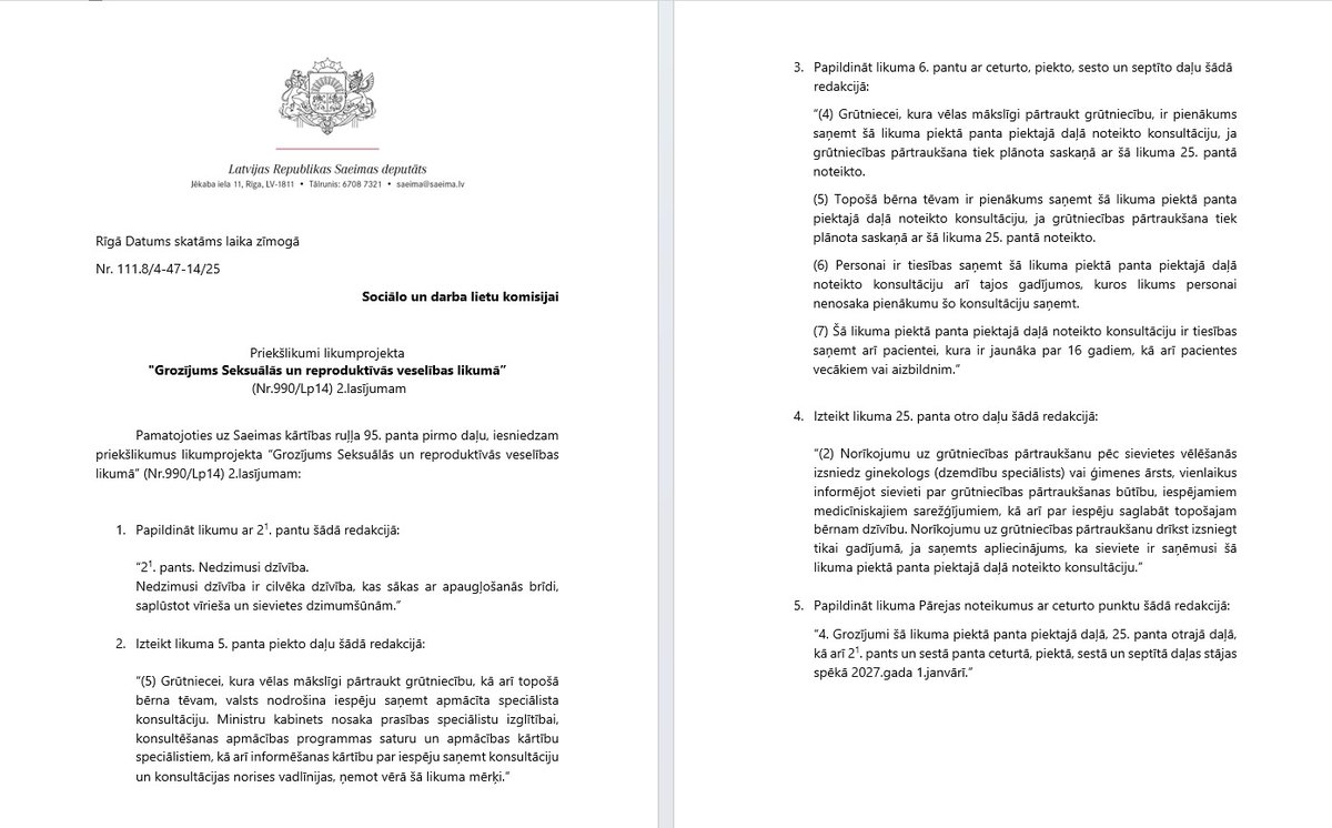 Sievietēm nebūs lemt par savu ķermeni!?
Apstiprinās konvencijas pretinieku patiesais mērķis vērsties pret Latvijas sievietēm. Nacionālā apvienība kopā ar Šlesera partiju iesnieguši priekšlikumus, kas faktiski paredz aizliegt abortus.
Stingri vērsīšos pret šādu atpakaļrāpulību un