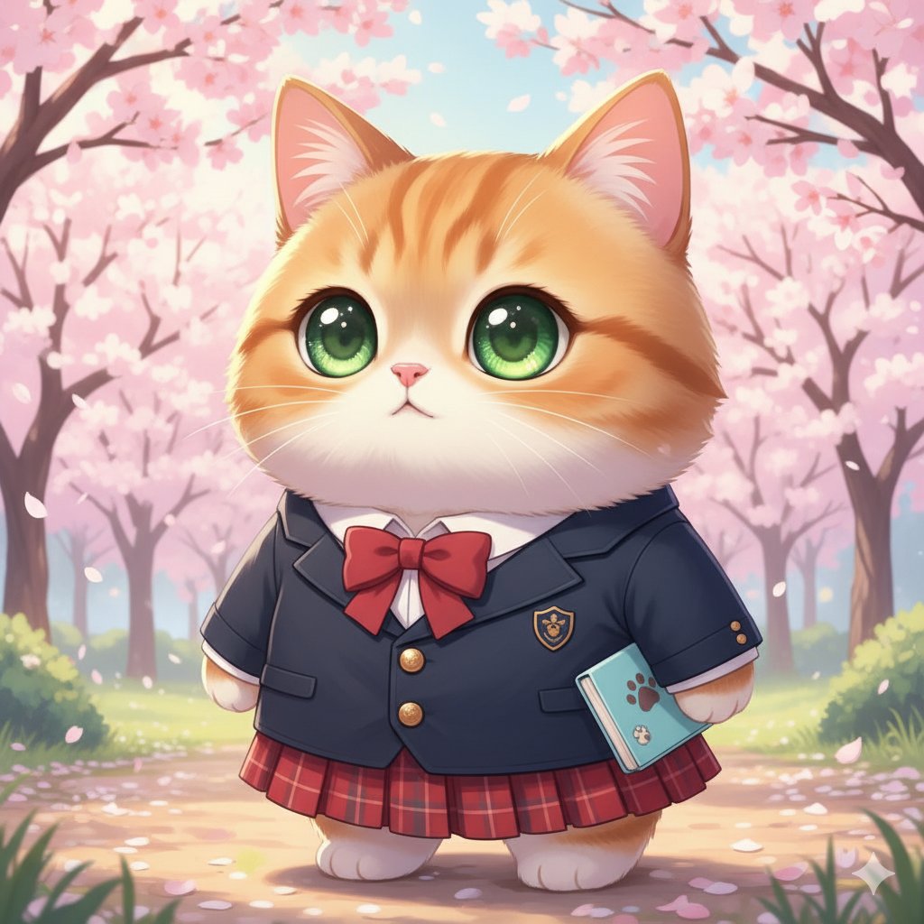 Cupank12_1994's tweet image. Look at him—the adorable orange cat with sparkling green gem-sized eyes! He&apos;s dressed in his best uniform, neat and ready, clutching his little notebook tightly. He may be small, but his eagerness to learn and grow is immense.

@WorldCatcoins
#SpiritOfLearning #SakuraVibes #Chibi