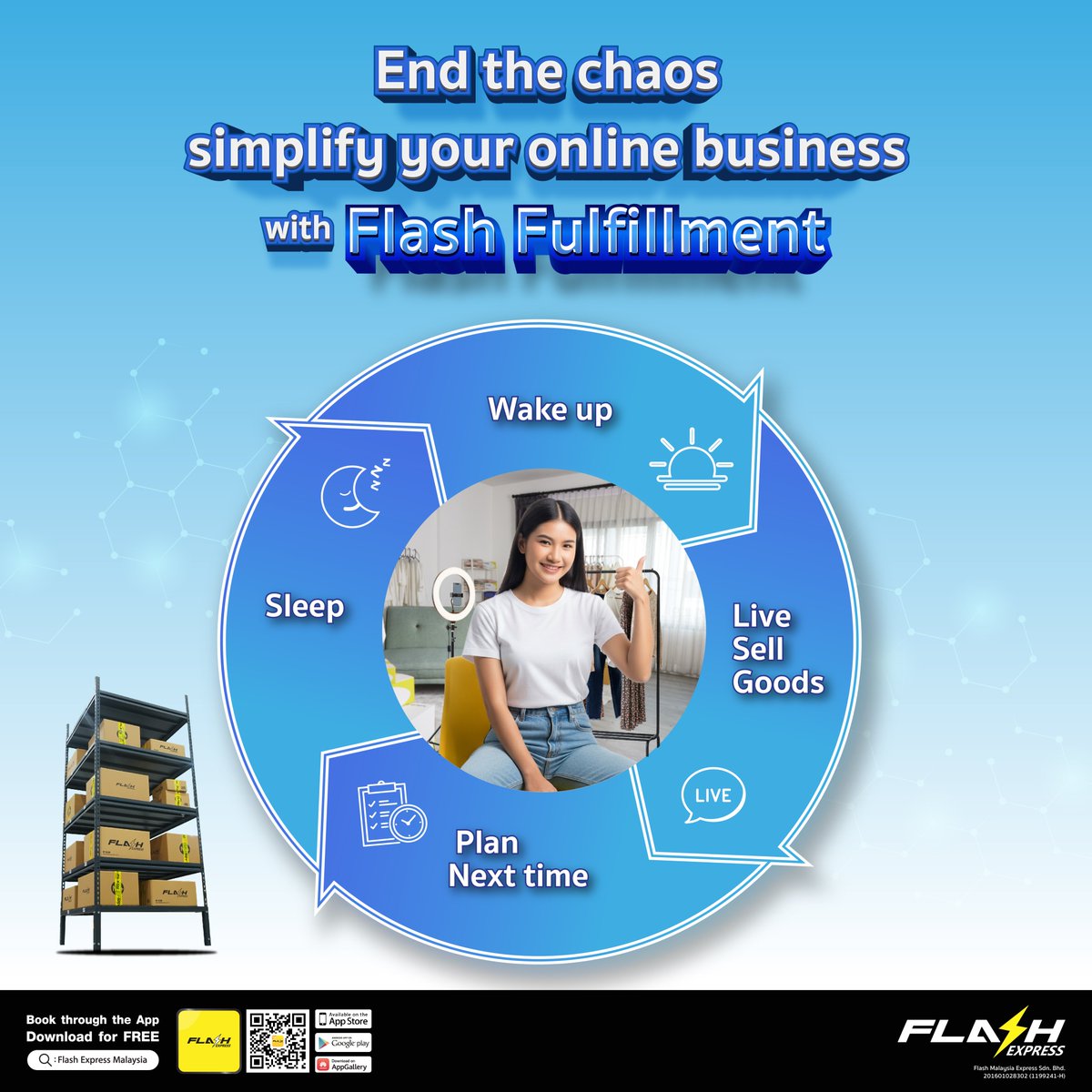 FlashExpressMY's tweet image. 🚀 Say goodbye to the chaos of managing your online store!

With Flash Fulfilment, we handle your storage, packing, and delivery — so you can focus on growing your business. 💼✨

🔗 Learn more: flashfulfillment.my

#FlashExpressMY #FlashFulfilment #SmartSelling