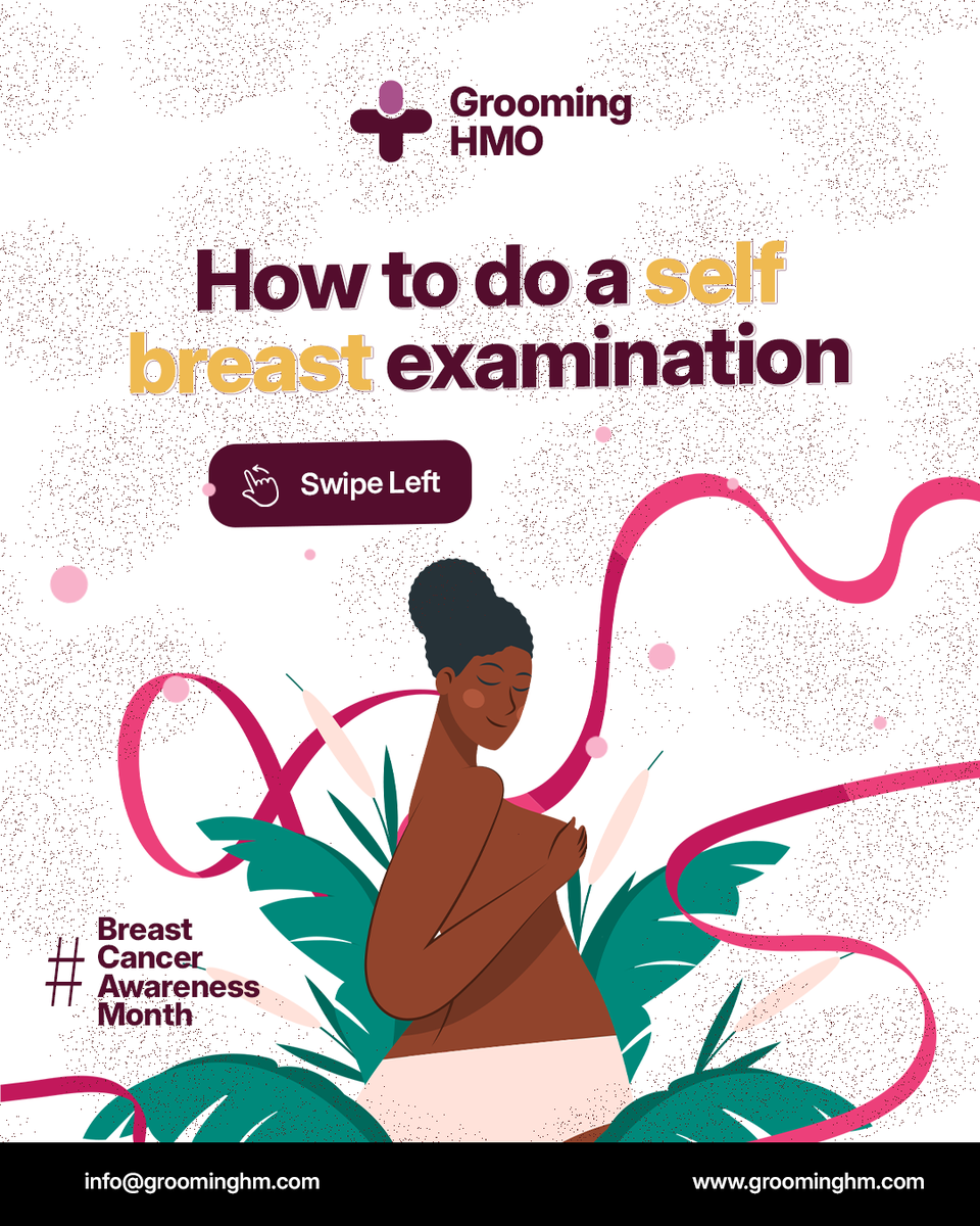 GroomingHMO's tweet photo. Early detection saves lives.

Take 3 minutes to do a self-breast exam:
👀 Look for changes
✋ Feel for lumps
🩺 Talk to your doctor if you notice anything unusual.

Awareness is the first step to prevention.

#BreastCancerAwareness #GHMLCares #CheckYourself #WomensHealth https://t.co/zYUPY65KPk