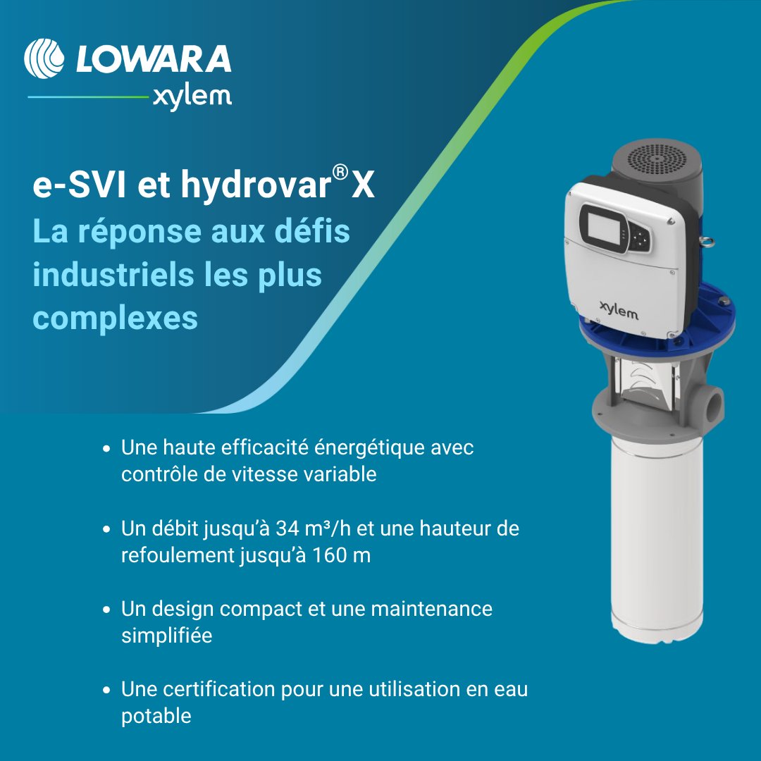 💧 Optez pour une pompe fiable, compacte et simple à installer, la Lowara pompe e-SVI est conçue pour être immergée directement dans le liquide grâce à son hydraulique verticale multicellulaire.
👉 En savoir plus : ow.ly/Y8uN50Xagg7