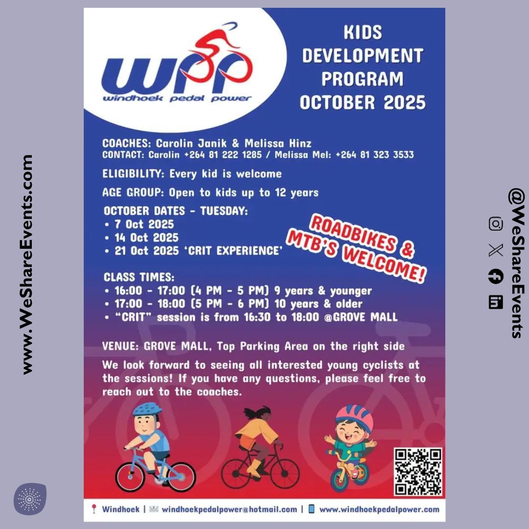 weshareevents's tweet image. 🌱 Nurturing young minds and bright futures — the 2025 Kids Development Program brings learning, creativity, and fun together to help the next generation grow.
👉 Learn more: weshareevents.com

#Windhoek #Namibia #KidsProgram #YouthDevelopment #FutureLeaders
