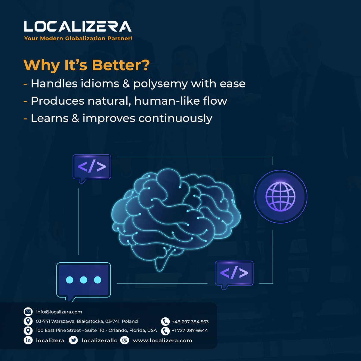 localizerallc's tweet image. 🤖 Forget clunky word-for-word translations. With Neural Machine Translation (NMT), #Localizera delivers natural, fluent results — powered by #AI that understands context like a human. Choose Localizera and experience the power of #NMT.
shorturl.at/D6Be1