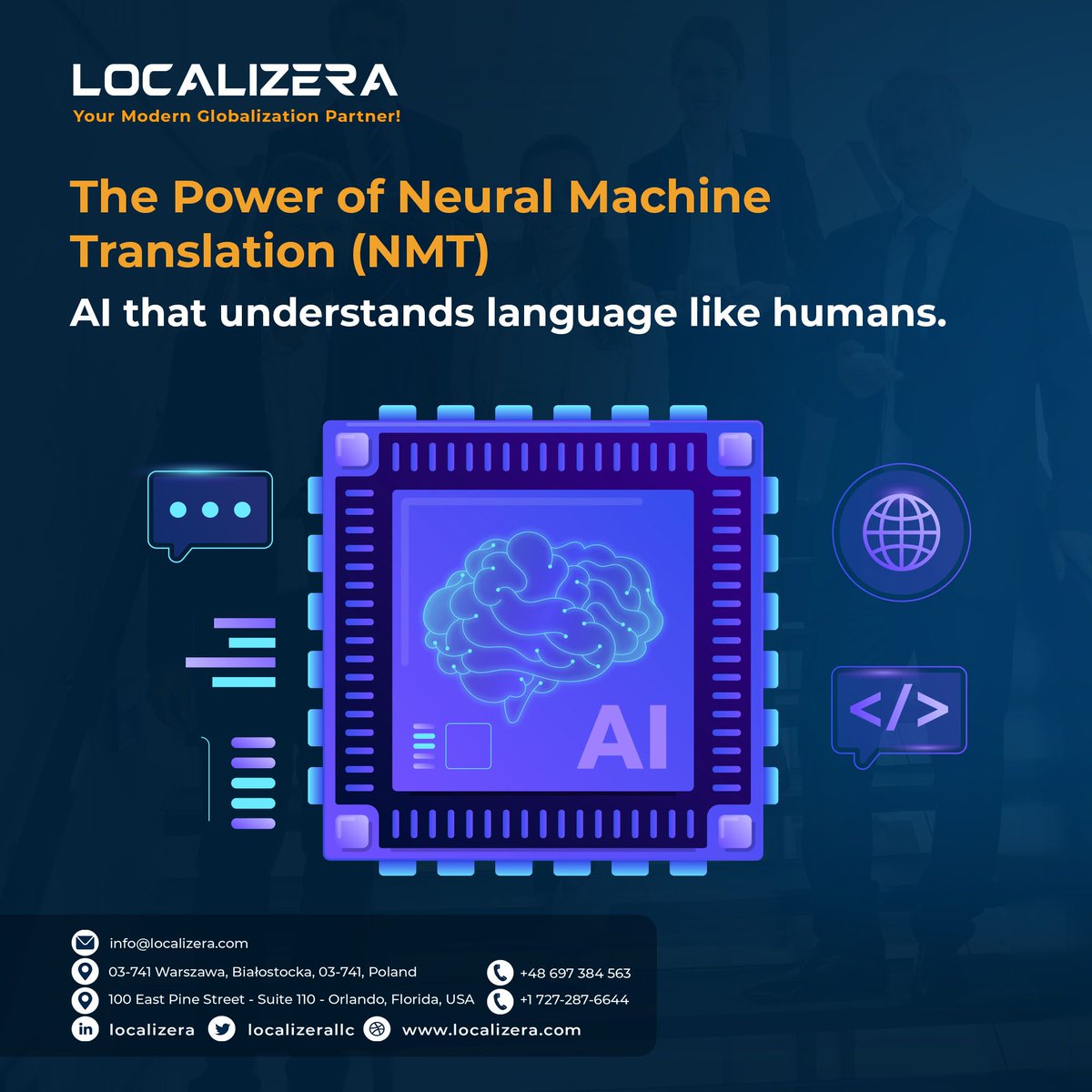 localizerallc's tweet image. 🤖 Forget clunky word-for-word translations. With Neural Machine Translation (NMT), #Localizera delivers natural, fluent results — powered by #AI that understands context like a human. Choose Localizera and experience the power of #NMT.
shorturl.at/D6Be1