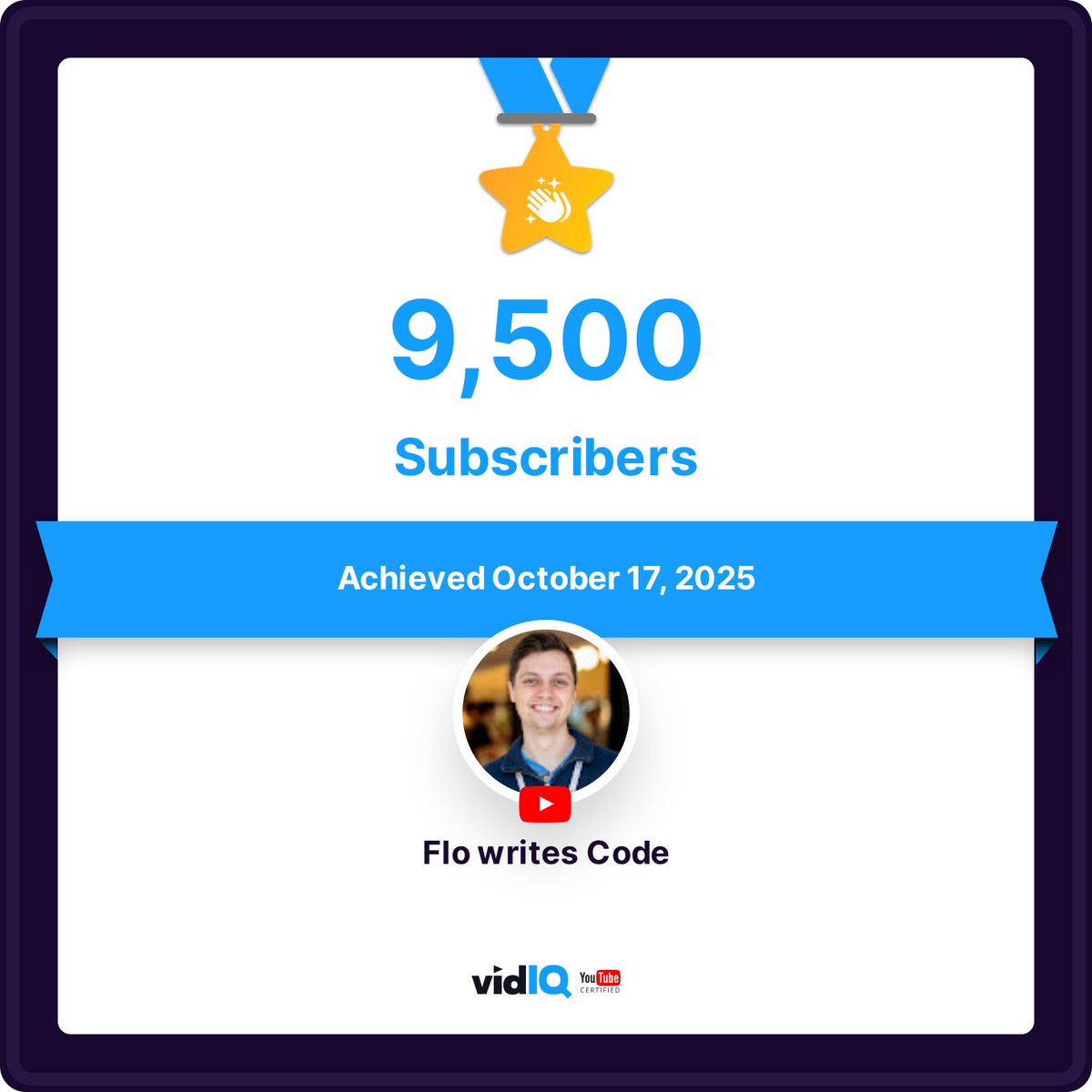 FloWritesCode's tweet image. When I started YouTube, I dreamed of one day getting 1,000 subscribers. That milestone passed pretty quickly. Of course I set another goal at 10,000. This one seemed impossible for the longest time, as growth has been slow the past two years. I didn’t upload consistently. But now…
