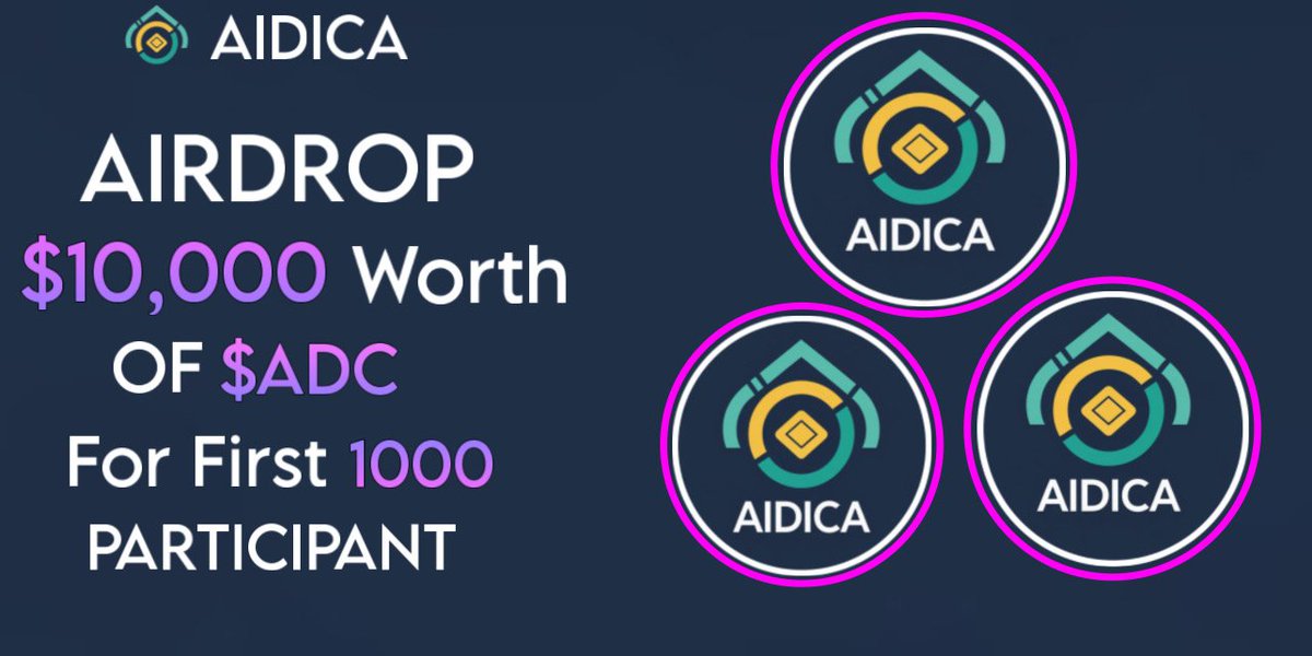 🎉 Giveaway time ! 🎉 🔥

🔥10,000 $ ( 1000 winners of  10$ each ) 

✅Like &amp; RT 
✅follow <a href="/Aidica_xyz/">AIDICA</a>
✅ Tag 2 friends 
✅ Fill the form :- forms.gle/cYvvBFwD8NvBBk…

🌺 Good luck to All 🚀 🔥
#Giveaway #Airdrops #Crypto