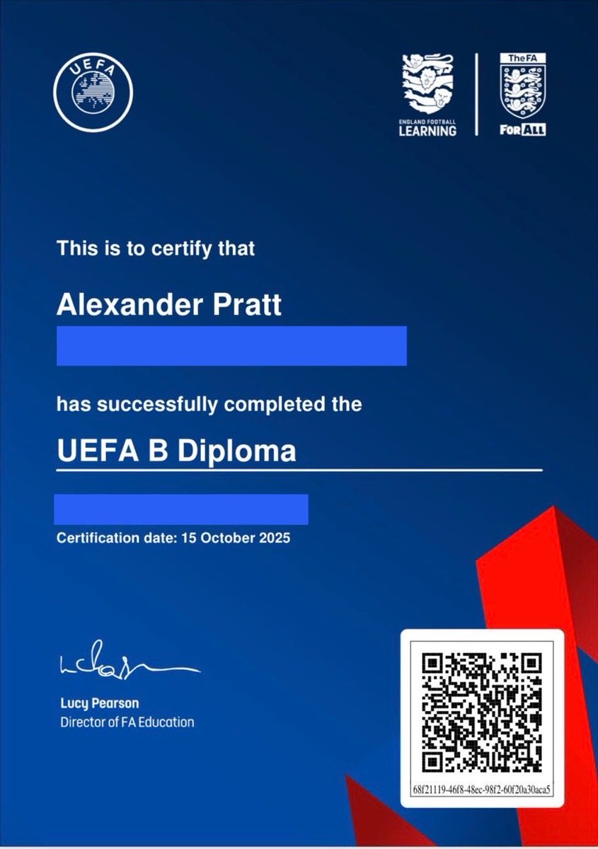 Delighted to have completed my UEFA B, after starting the course in January. 

This qualification has been a long time coming, but has been good to finally get on the course, to continue my learning and development. 

Reset time now before finding the next opportunity!