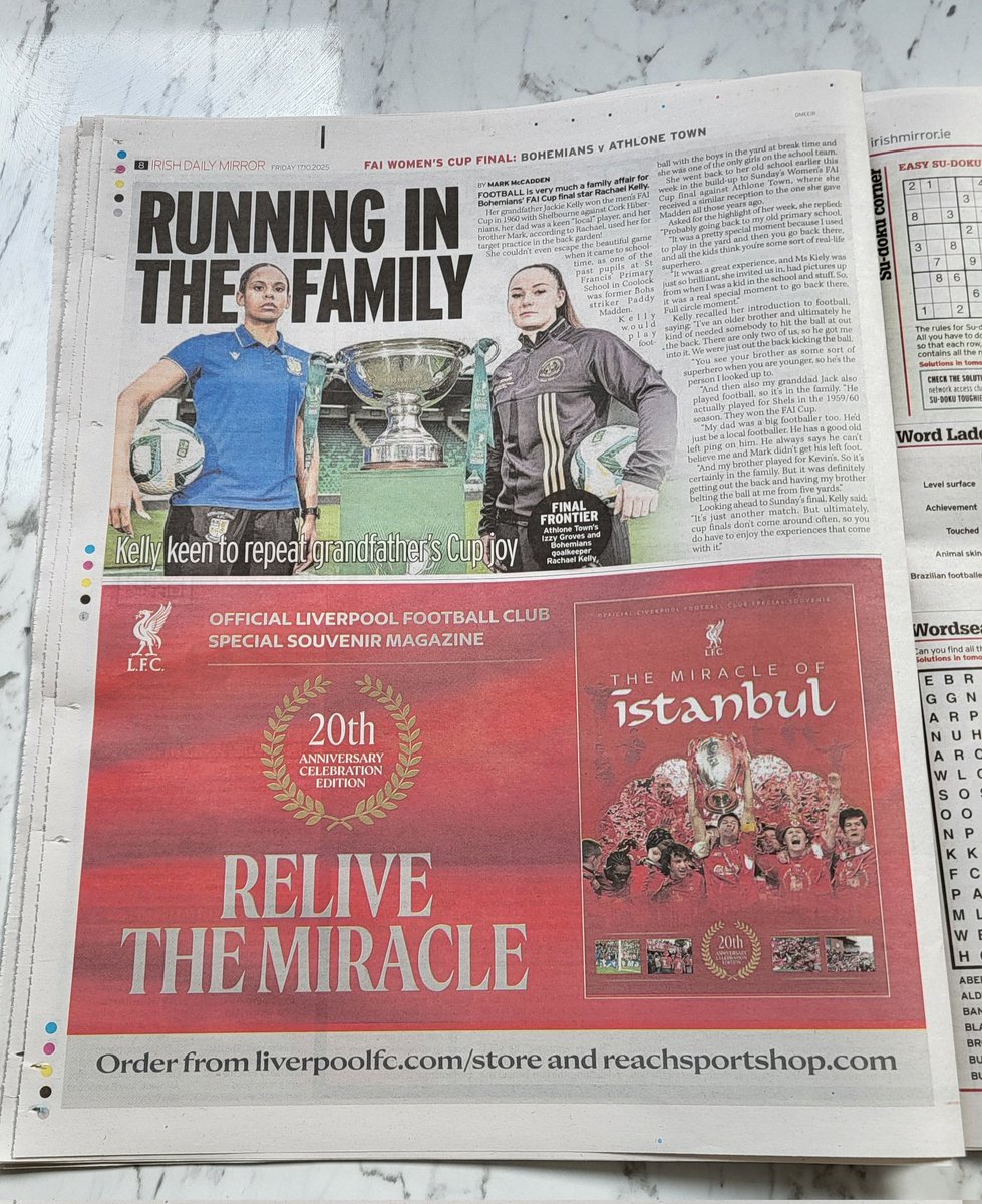 AndyDonlan's tweet photo. After a season of good coverage on a Friday morning, limp effort from @IrishMirror on the last full Friday of @LeagueofIreland fixtures for 2025. Just two pages on the men's league when it's usually closer to eight. #loi https://t.co/Rd5qjMpfxR