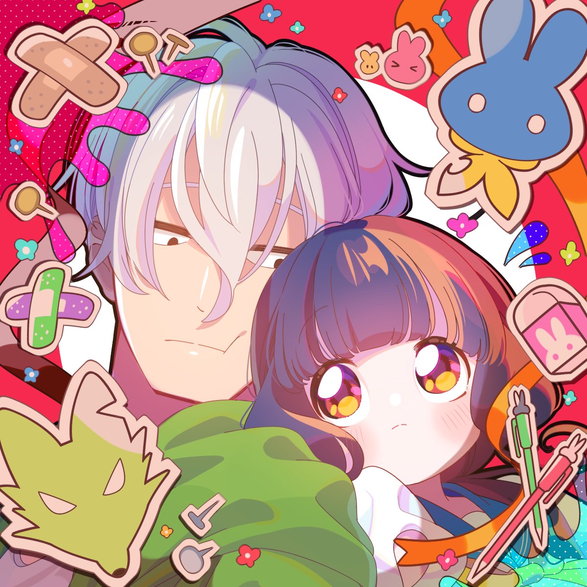「前のアイコンが2年前だから描き直してみた 比較してみるとなんか仲良くなってる 2」|静本はる🐰🎏のイラスト