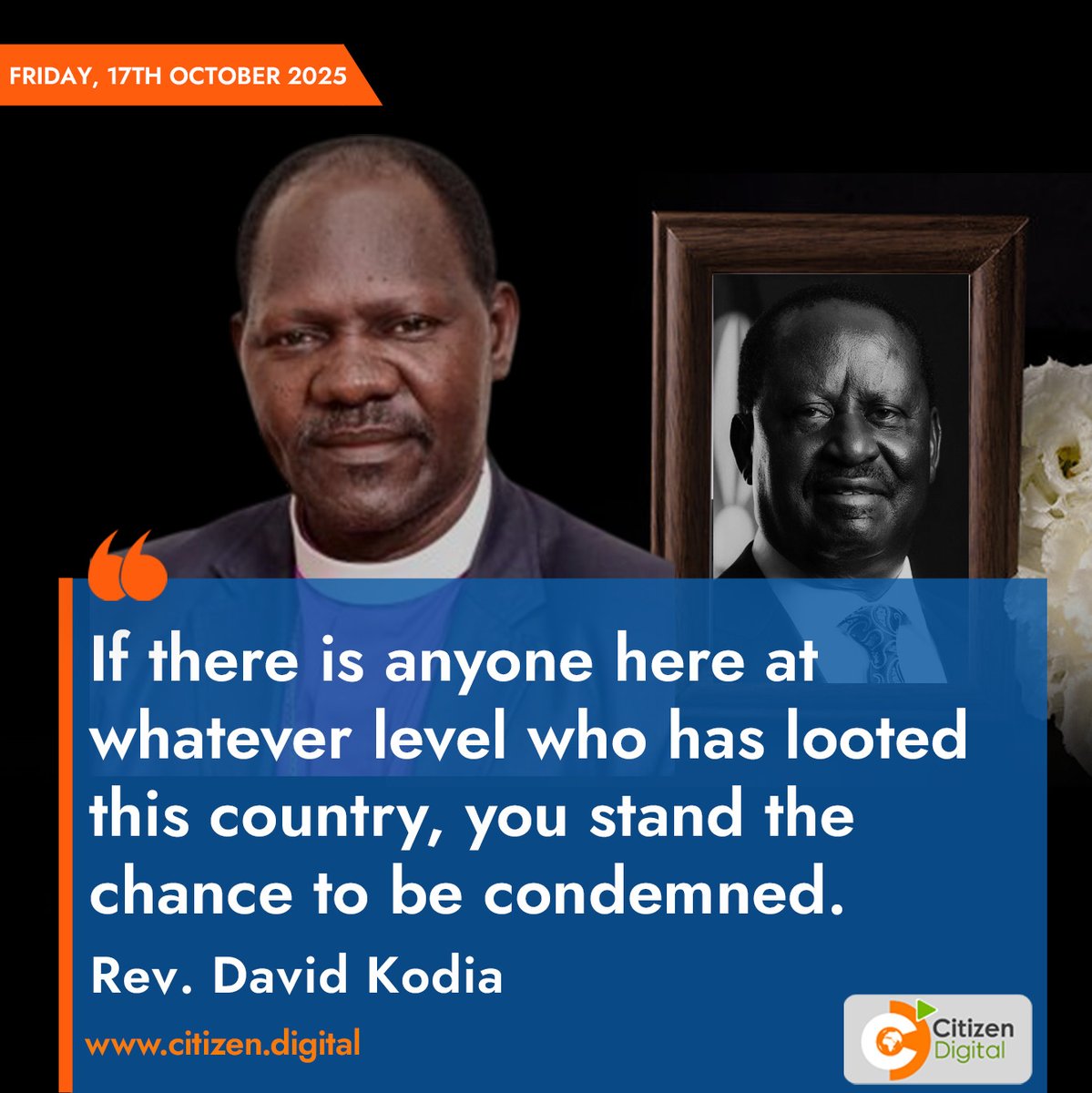citizentvkenya's tweet photo. Rev. David Kodia: If there’s anyone here at whatever level who has looted this country, you stand the chance to be condemned https://t.co/6rKZTGNlIu