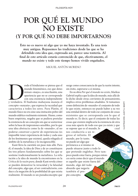 <a href="/IreneGomezOlano/">Irene Gómez</a> <a href="/javisittu/">javi correa</a> <a href="/IreneOrtizzzg/">Irene Ortiz</a> ➡️¿Por qué el mundo no existe y por qué no debe importarnos? 

<a href="/miguelantonm/">Miguel Antón Moreno</a> nos plantea esta pregunta