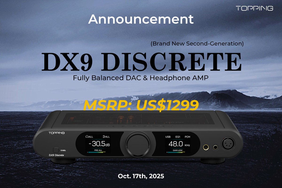 HifigoJp's tweet image. 🎈ついに登場！TOPPING DX9 Discrete🎈

力強さと精密さが一体となったサウンド体験👏
デスクトップオーディオの新しい世界を今すぐ体感しよう🔥

HiFiGo: hifigo.com/products/toppi…

AliExpress: aliexpress.com/item/100501017…

#TOPPING #DX9 #Discrete #HiFi #HiFiGo #DAC #AMP #音楽 #オーディオ #新作