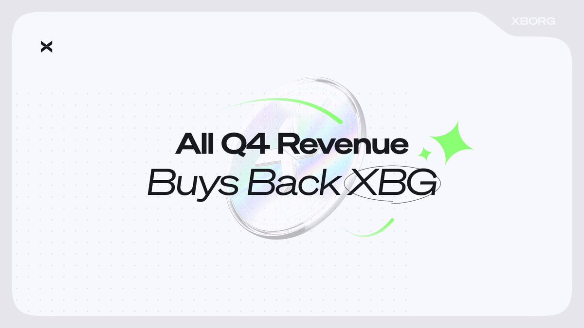 In Q4, all XBorg revenue will buyback $XBG.

An estimated $1-2M, which is roughly 10% of our circulating supply at current prices.

It will be fully transparent - you can track each buyback on our portal ↓