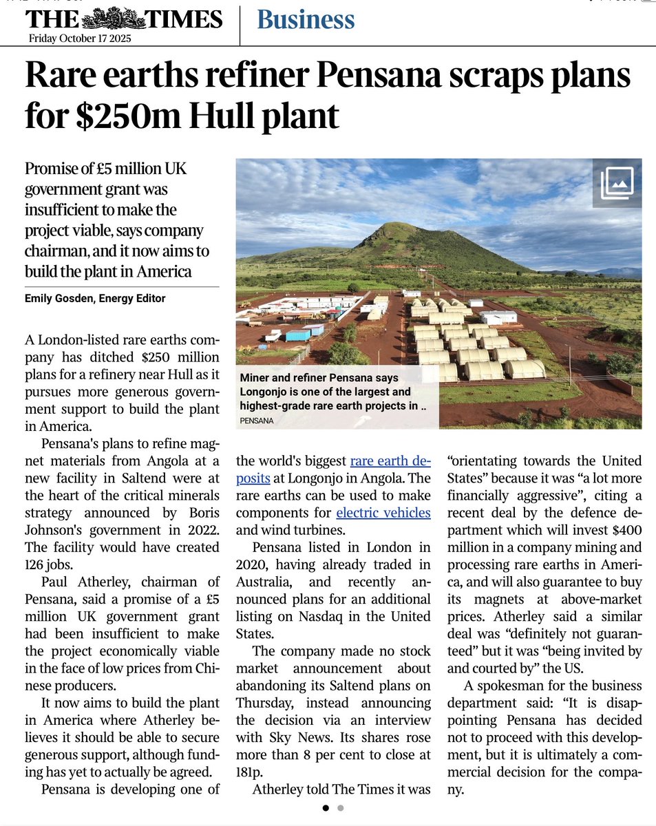 Good to see Starmer’s regime not letting slip a strategic investment opportunity. They basically couldn’t offer more than a day’s asylum seeker housing cost to encourage a key industry to come this side of the Pond. So they’ve gone. Well done Keir. 👍