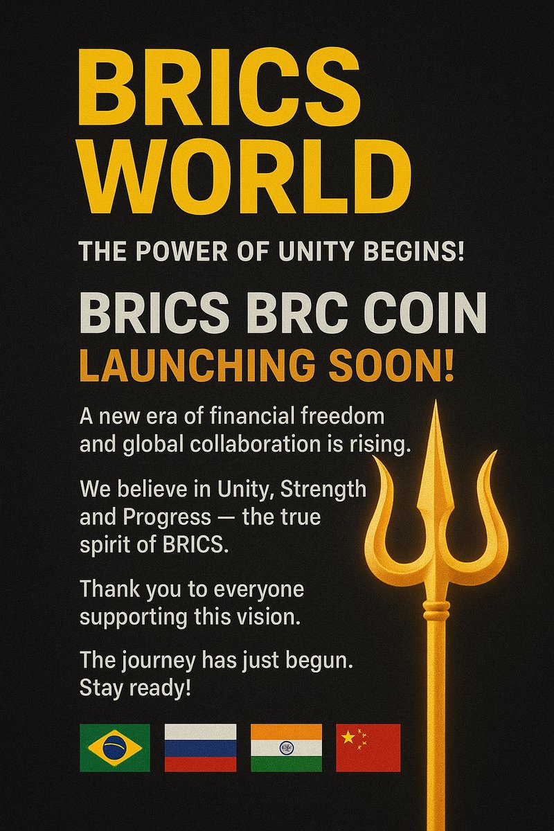 BRICSCoinTeam's tweet photo. #BRICSWORLD #BRICSUNITY #BRC #CryptoRevolution #DecentralizedFuture #BRICS https://t.co/JlULaso9gP