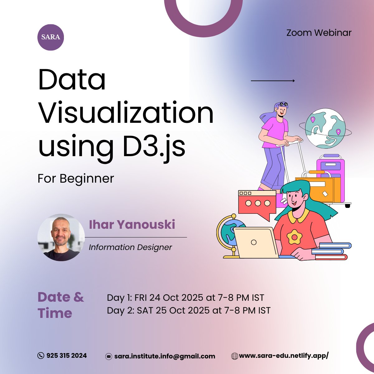 sara_institute's tweet image. 📊New Workshop Alert!

Learn D3.js for Data Visualization 

🗓️ 2 days | ⏰ 1 hour each day 👥 Beginner-friendly

Turn your data into stunning visuals!
See flyer for details 👇

#D3js #DataViz #Workshop