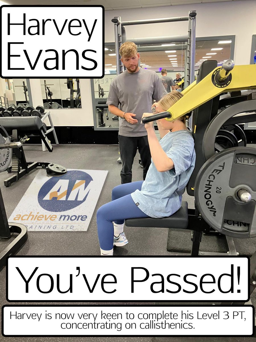 AchieveMore5_'s tweet image. Harvey Evans has passed his gym observations and he is very keen to start his PT course this month. Harvey is passionate  about his area of expertise - callisthenics!
@h4rvey3vans #calisthenics #gymaddict #fitnessqualification