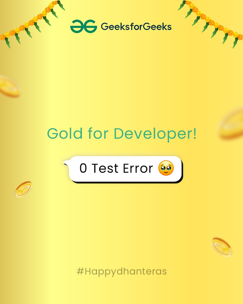 geeksforgeeks's tweet image. Wishing you all prosperity and success! #Dhanteras2025