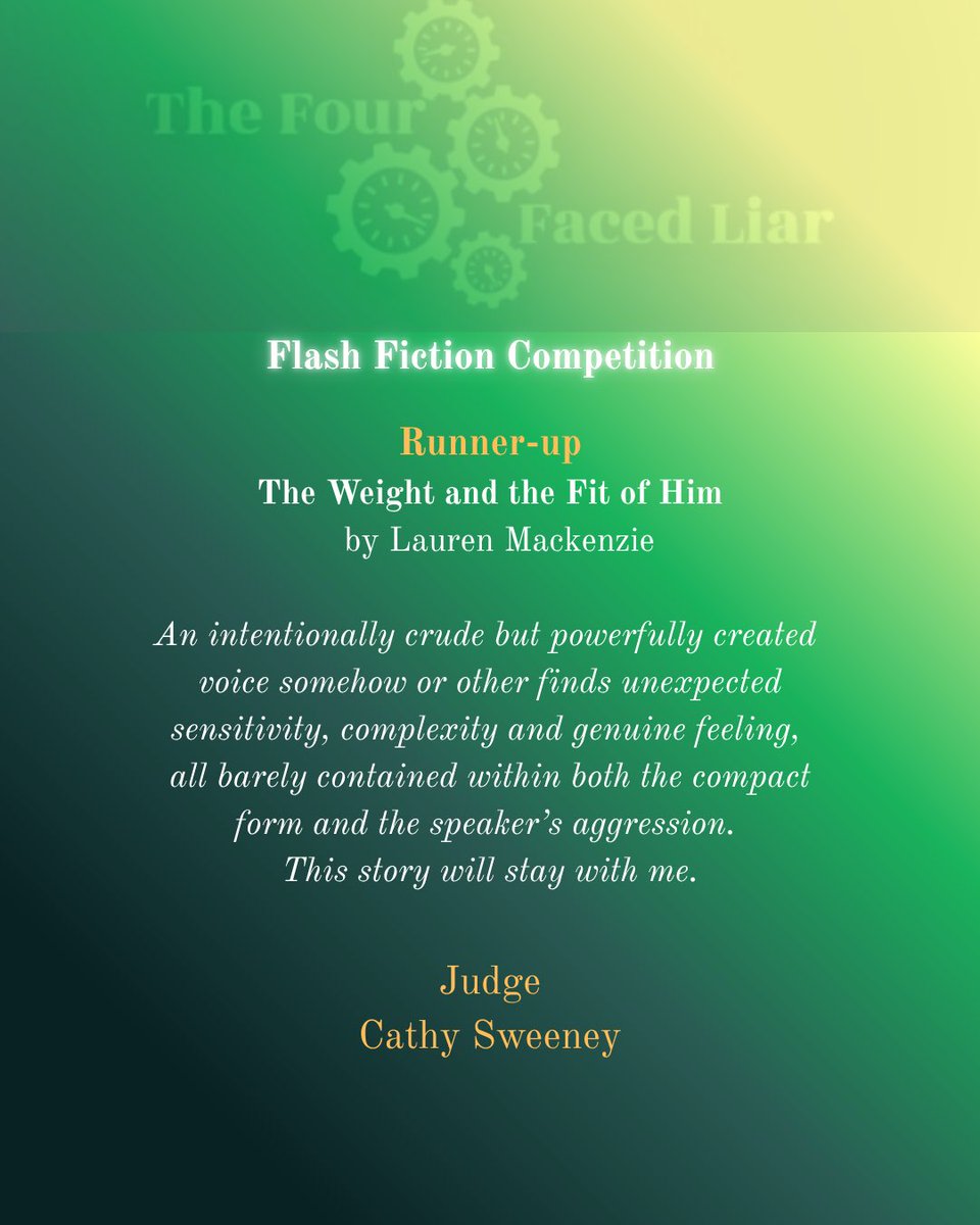 the4facedliar's tweet image. Insights from judge Cathy Sweeney on the winning & highly commended pieces forthcoming in Issue 4 @writing_ie @PENIreland @IrishWritersCtr
