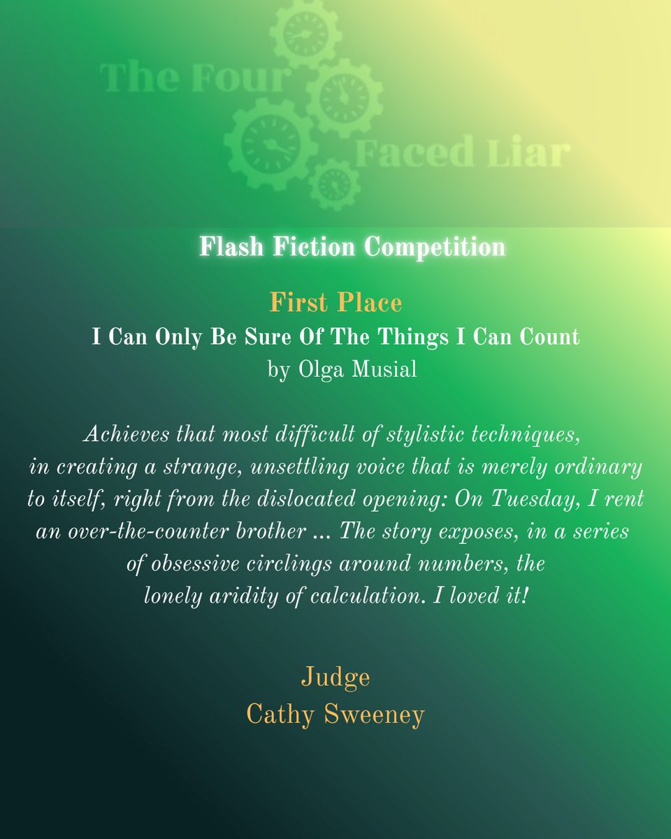 the4facedliar's tweet image. Insights from judge Cathy Sweeney on the winning & highly commended pieces forthcoming in Issue 4 @writing_ie @PENIreland @IrishWritersCtr