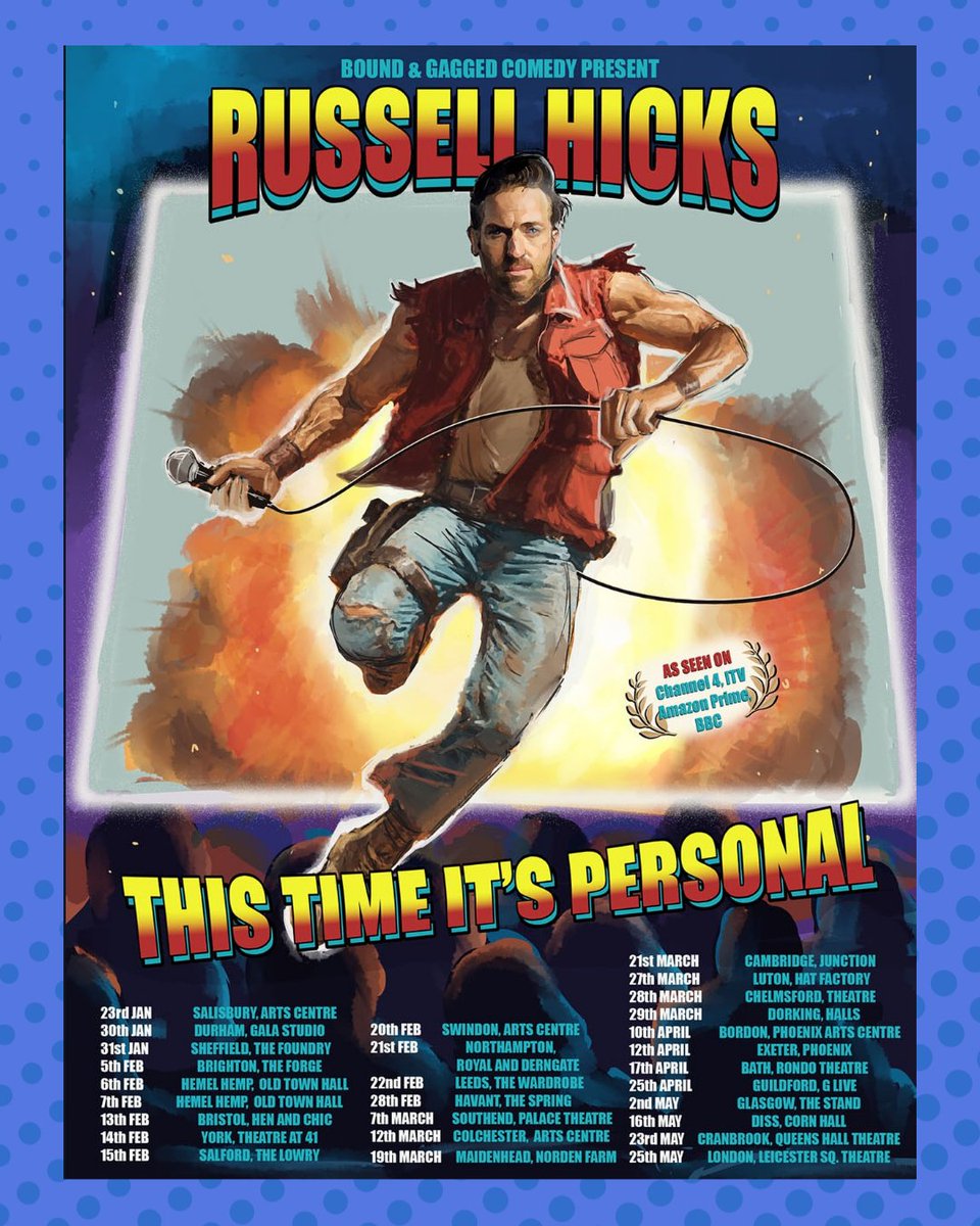 Bound & Gagged Comedy (@bound_andgagged) on Twitter photo RUSSELL HICKS 2026 Tour On Sale Now... THIS TIME IT'S PERSONAL 💥
American comedian <a href="/russellhickss/">Russell Hicks</a> hits the road again with an all-new show. After his last show's deep dive into life in the UK, this time it’s personal. Expect new ideas & bold risks.
🎟️ russellhicks.co.uk RUSSELL HICKS 2026 Tour On Sale Now... THIS TIME IT'S PERSONAL 💥
American comedian <a href="/russellhickss/">Russell Hicks</a> hits the road again with an all-new show. After his last show's deep dive into life in the UK, this time it’s personal. Expect new ideas & bold risks.
🎟️ russellhicks.co.uk