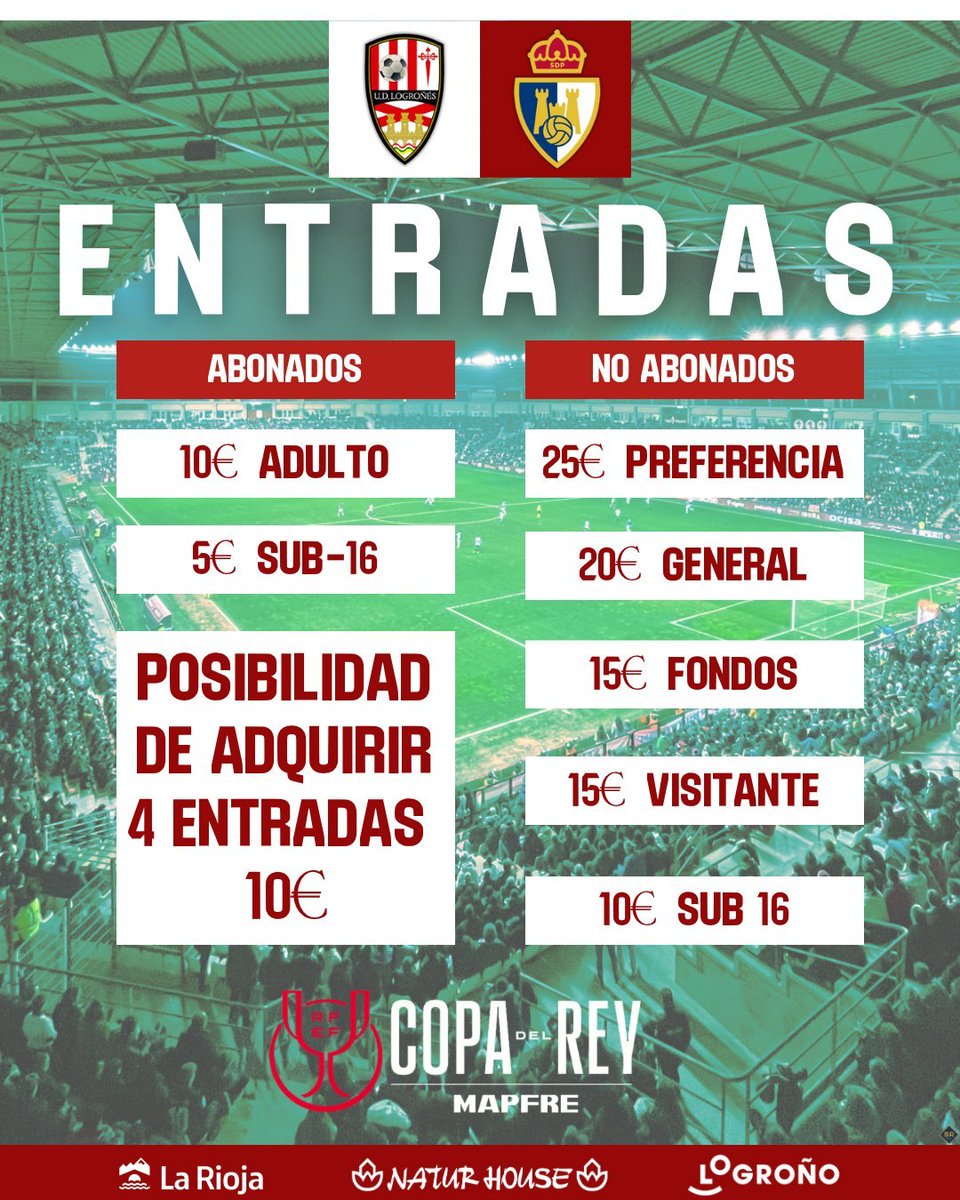 La <a href="/UDLogrones/">UD Logroñés</a> saca a la venta las entradas para la #CopadelReyMAPFRE ante la <a href="/SDP_1922/">SD Ponferradina SAD</a>