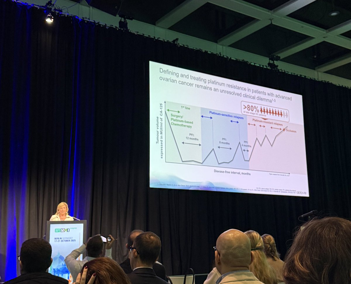 omalirp's tweet image. Starting #ESMO25 with “Breaking the wall of platinum resistant ovarian cancer” #PROC w informing talks by Drs Sehouli, Colombo, @DrKatyMoore and Torp; understanding targets &amp;amp; sequencing of drugs eg ADC, when to rebx, redefining plat resistance &amp;amp; actionable biomarkers
