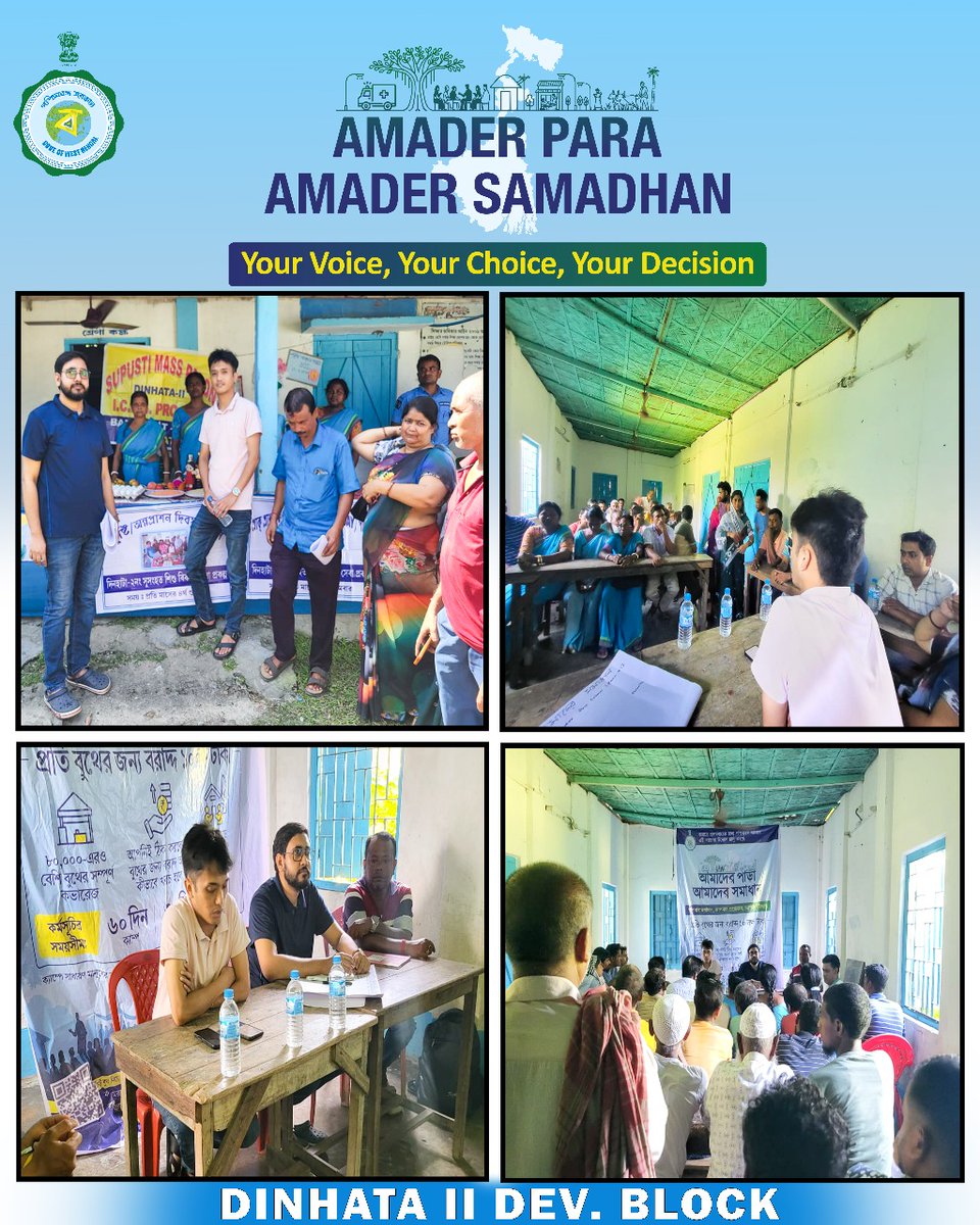 আমাদের পাড়া আমাদের সমাধান"

আপনার মতামত,
আপনার প্রয়োজন,
আপনার সিদ্বান্ত 

দিনহাটার ২ ব্লকের অন্তর্গত শিবির।
কোচবিহার জেলা