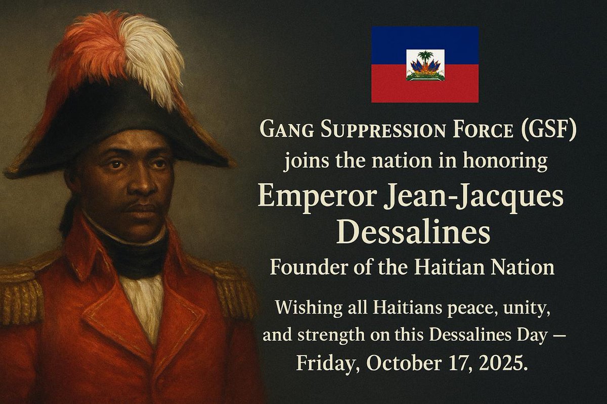 GSForceHaiti's tweet image. The GSF joins the people of Haiti in Celebrating Le Jour de Dessalines

Every year on October 17, Haitians commemorate Le Jour de Dessalines, honoring Jean-Jacques Dessalines, the founding father of Haiti and one of the most courageous leaders in the global struggle for freedom.…