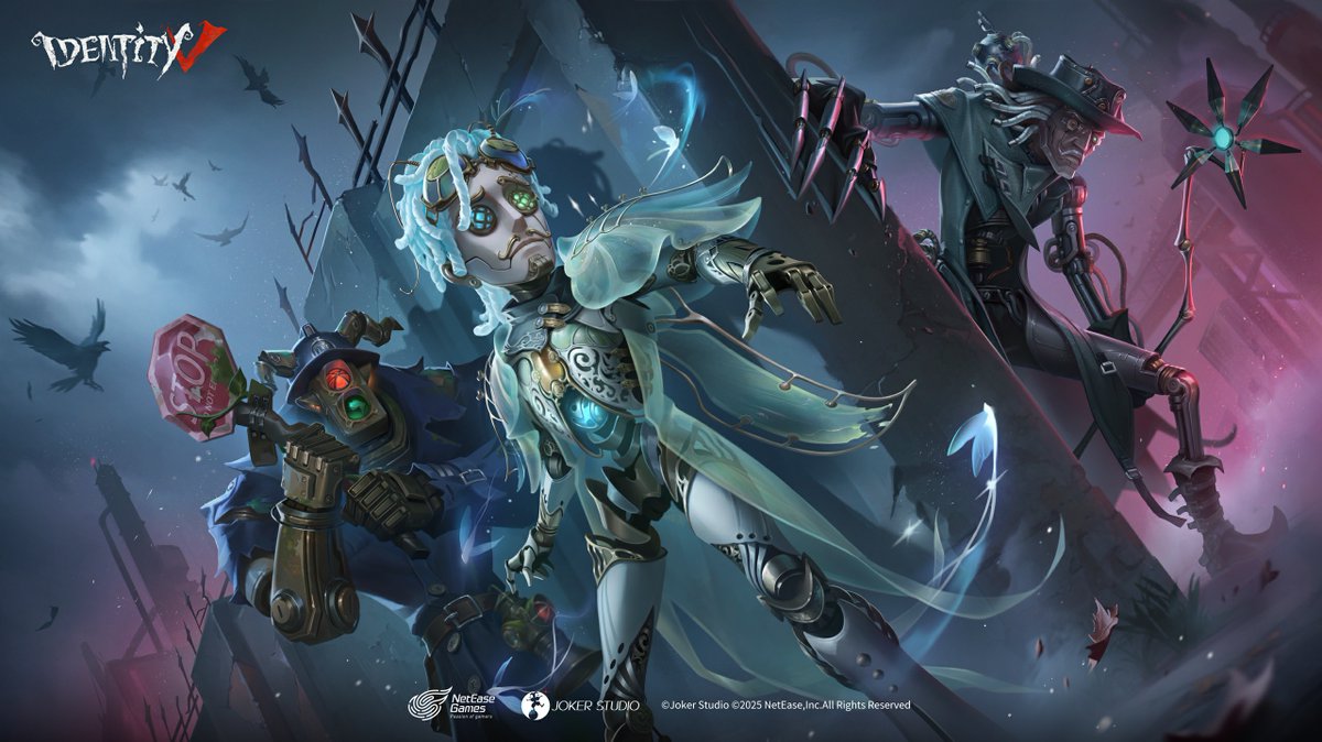 GameIdentityV's tweet image. Dear Visitors,
A machine infused with a mechanical heartbeat. Did its programmed logic bloom with a pulse of sentient resolve?
Season 40 Essence 2, Including S Costume for First Officer, A Costume for Mad Eyes, and "Goatman" on December 18.
#IdentityV #S40E2