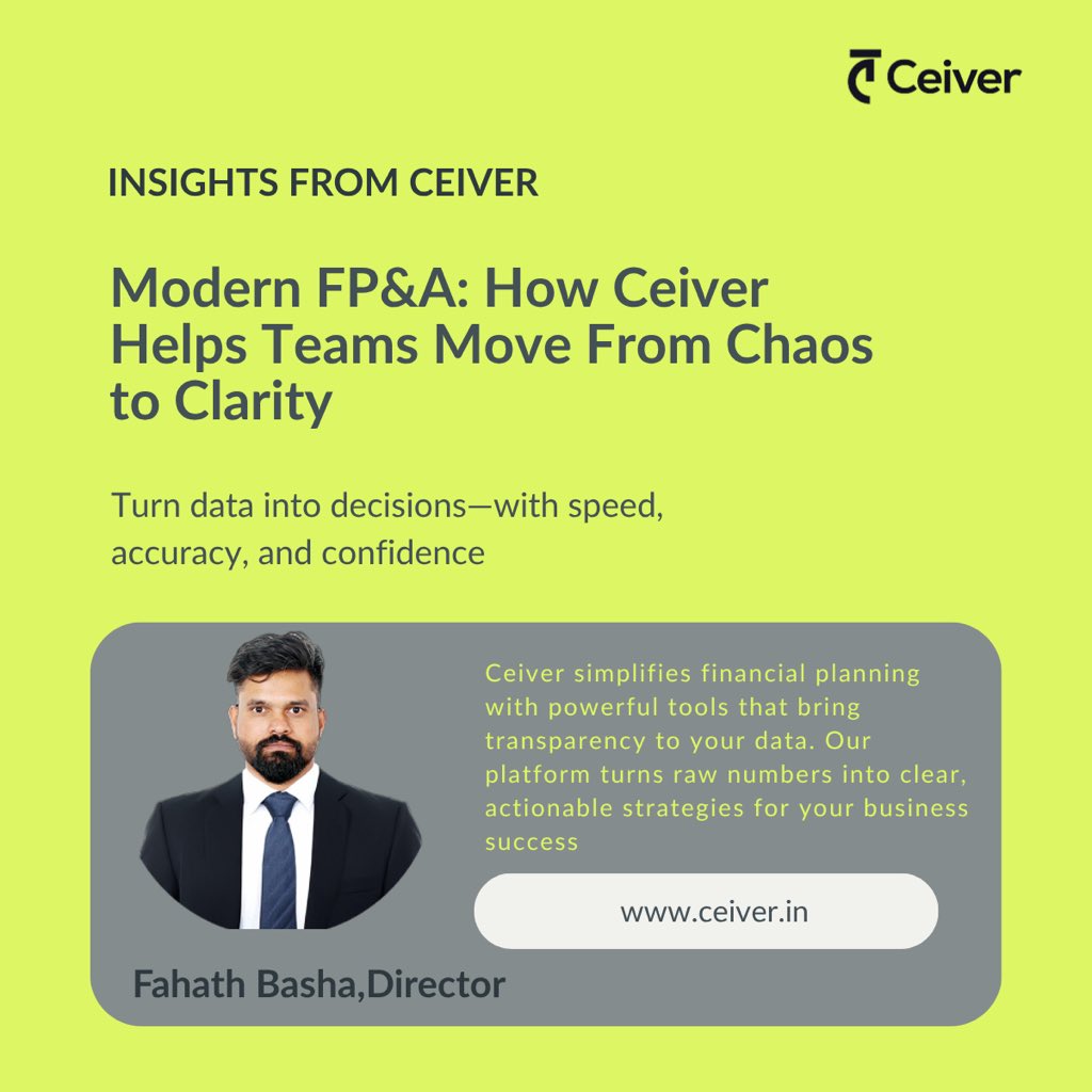 Ceiver_uk's tweet photo. Discover how Ceiver helps teams transform financial planning from chaos to clarity with powerful tools that turn data into clear, actionable strategies. Learn more from Fahath Basha, Director at Ceiver

#Ceiver #FP&amp;A #FinancialPlanning #Anaplan #Pigment #Planful #Prophix https://t.co/bcnlVdcFkQ