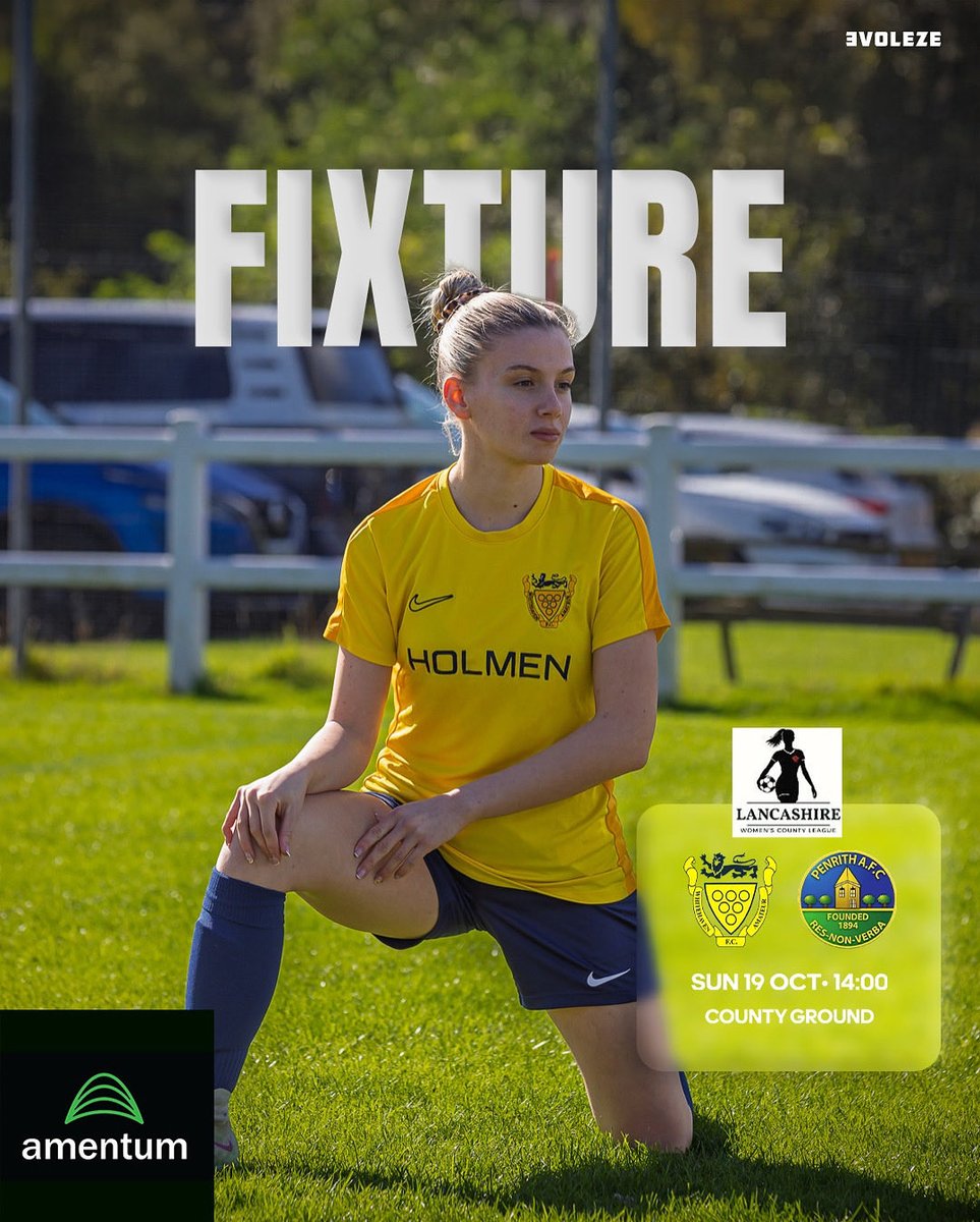 🎙️Ladies Senior “A” Team

Good luck to all involved 💙🫶💛

🆚 Penrith Ladies Development
🏆 Lancashire Women's County League 
🏟️ County Ground, CA28 9DB
📆 Sun 19th Oct
⏰ KO 2.00pm

Thank you to <a href="/amentum_corp/">amentum</a> for their support for female football 💙🫶💛