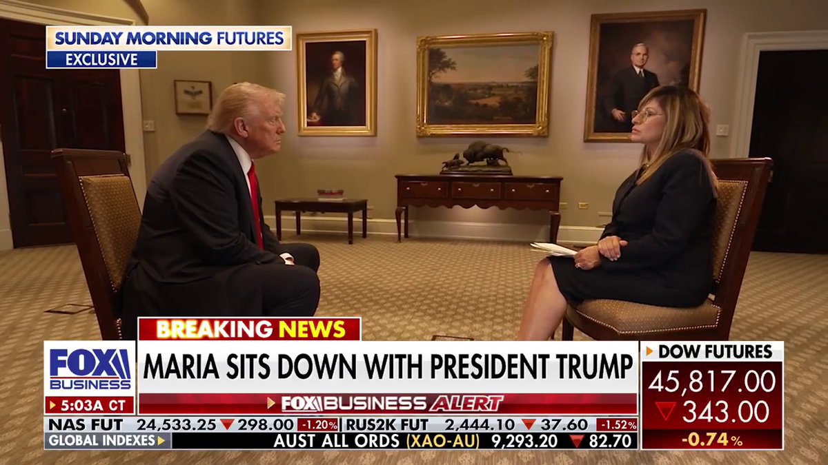 FoxNews's tweet image. 🚨 BREAKING: President Trump suggests to @MariaBartiromo Democrats delaying shutdown talks for weekend protests, says Schumer is &quot;at the end of the line. He&apos;s being beaten by everybody that they pull against him.&quot;