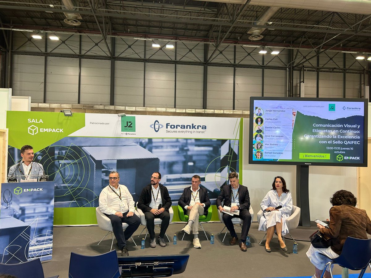 🎙️ Durante EMPACK Madrid, AIFEC junto con GreemKo y OCA Global realizaron una ponencia: 

 “Comunicación Visual y Etiquetas en Continuo: Garantizando la Excelencia con el Sello QAIFEC”.🌿🏅

#AIFEC #QAIFEC #GREEMKO #EMPACK2025