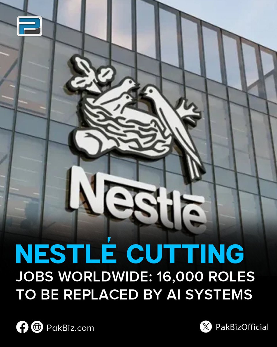 PakBizOfficial's tweet image. Nestlé Cutting Jobs Worldwide: 16,000 Roles to Be Replaced by AI Systems
pakbiz.com/w08s
#nestle #AISystem #NestleExtreme
