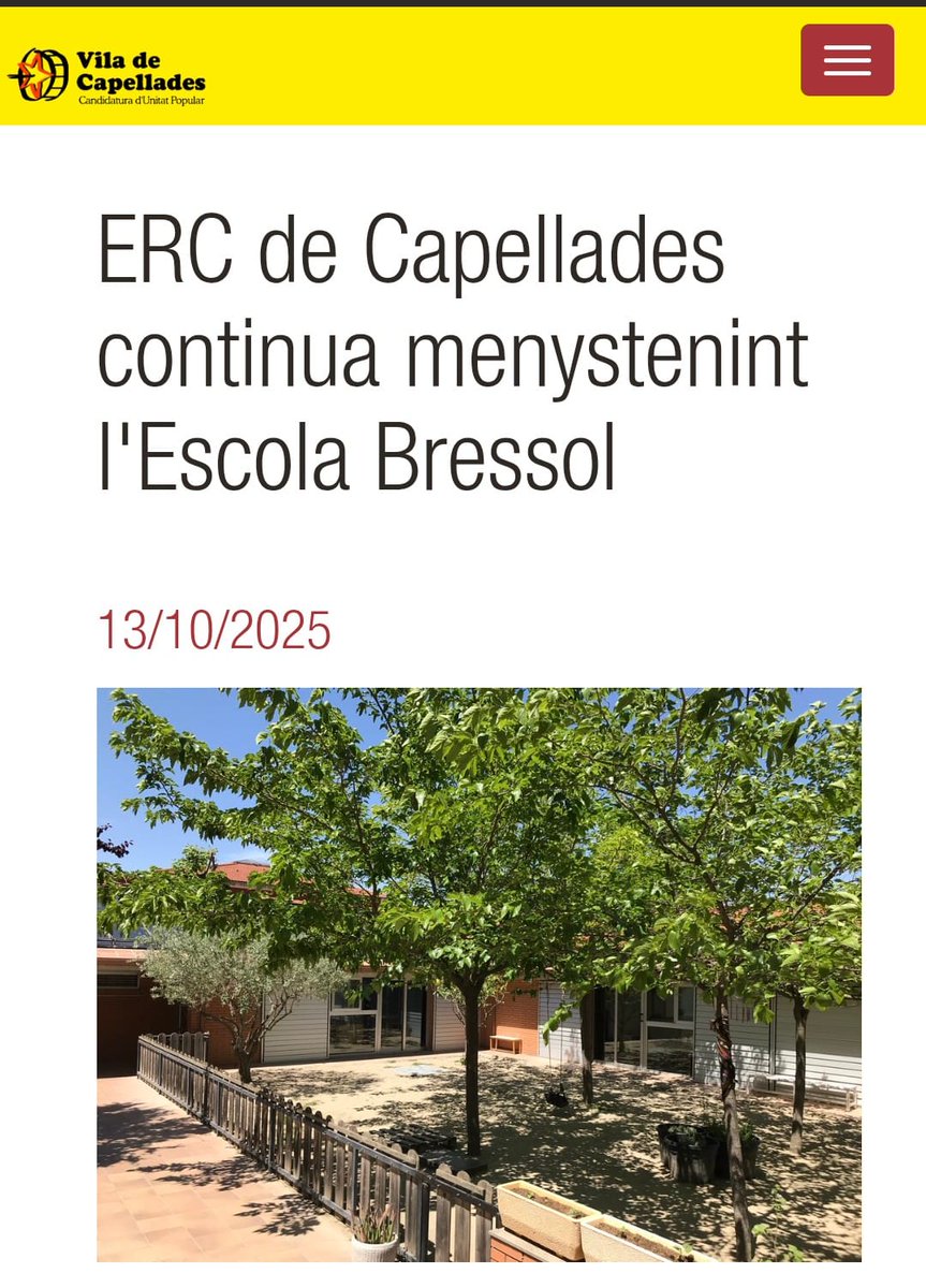 Aquesta setmana diaris com la <a href="/VeuAnoia/">La Veu de l'Anoia</a> s'han fet ressò de l'últim menysteniment de l'equip de govern d'ERC cap a l'Escola Bressol. Podeu llegir-ho sencer també aquí: viladecapellades.cat/noticia/320/er…