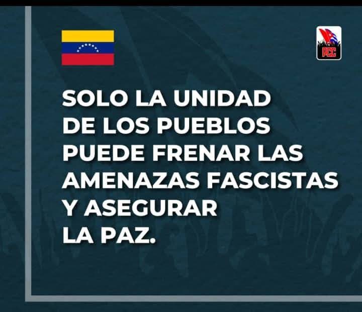 ✊"Solo la unidad de los pueblos puede frenar las amenazas fascistas y asegurar la paz".
#CubaConVenezuela
#ArtemisaJuntosSomosMás 
<a href="/DiazCanelB/">Miguel Díaz-Canel Bermúdez</a> 
<a href="/EloylvarezMart1/">Eloy Álvarez Martínez</a> 
<a href="/GladysArtemisa/">Gladys Martínez Verdecia</a> 
<a href="/JorgeLTamayoD/">Jorge Luis Tamayo</a>