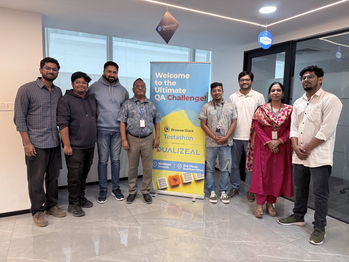 quali_zeal's tweet image. 💥 The @browserstack Testathon at QualiZeal Hyderabad was a blast!
60+ QE pros tackled high-speed debugging & creative test strategies—learning, collaborating & having fun. ✨
Big thanks to all participants—here’s to smarter fixes & fewer bugs! 🚀
#BrowserStack #Testathon #QE