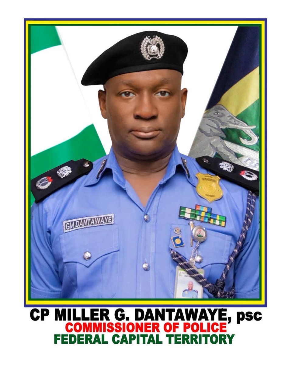 PRESS RELEASE

CP DANTAWAYE MILLER, psc ASSUMES DUTY AS THE 34TH COMMISSIONER OF POLICE, FEDERAL CAPITAL TERRITORY (FCT) POLICE COMMAND.

The Federal Capital Territory (FCT) Police Command wishes to inform the general public that CP Dantawaye Miller, psc, has assumed duty as the