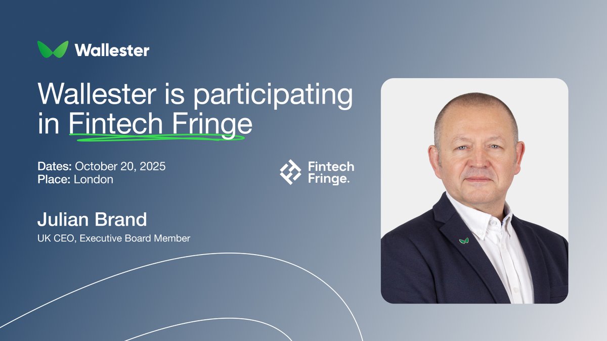 Wallester (@wallester_com) on Twitter photo #Wallester is heading to #FintechFringe 2025 🇬🇧
On 20–21 Oct, fintech founders, investors & innovators meet in London for 2 days of insights, demos and bold ideas on scaling faster.
Our UK CEO Julian Brand will be there. See you in London! 🍵 #Wallester is heading to #FintechFringe 2025 🇬🇧
On 20–21 Oct, fintech founders, investors & innovators meet in London for 2 days of insights, demos and bold ideas on scaling faster.
Our UK CEO Julian Brand will be there. See you in London! 🍵