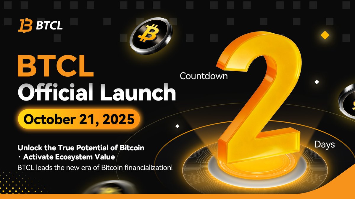 BTCL_Liquidity's tweet photo. ⚡ Just 2 days left before #BTCL goes live on @TycheFi!

A new financial era for Bitcoin is coming.
Liquidity, consensus, and growth — all on-chain, all transparent.

Stay tuned as BTCL redefines Bitcoin’s financial potential.
#BTC #BTCL #Tyche #BTCFi #DeFi https://t.co/bMKk50iAwM