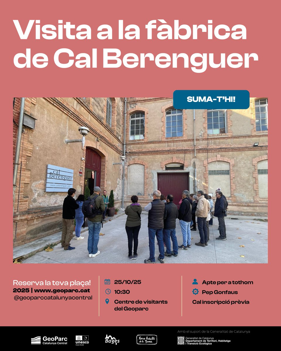 🏭 El dissabte 25 d’octubre el Centre de Visitants del Geoparc us proposa descobrir la Fàbrica de Cal Berenguer de Sallent amb una visita guiada que us farà viatjar al passat industrial del nostre territori. ⚙️

ℹ️ Inscripció a entrapolis.com/entrades/geopa…

#geoparccatalunyacentral