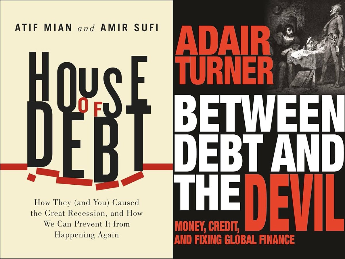 BevansAdvocate's tweet image. These are 2 good books on the macroeconomics implications of finance, focusing around the role of debt in the economy (and its destabilizing potential)